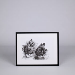 Rimo Lausmaa framed drawing “Loose Laces” 40x50