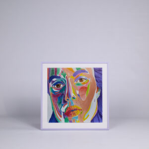 Signed print of Moona Saul's painting ''Purple Portrait'' 60x60