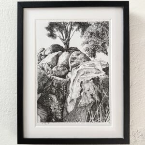 Rimo Lausmaa framed drawing “Somewhat Sultry” 29×37