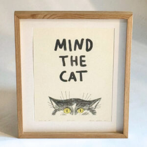 Signed Krõõt Kukkur Illustrations “mind the cat” risograph 40×50<br/>