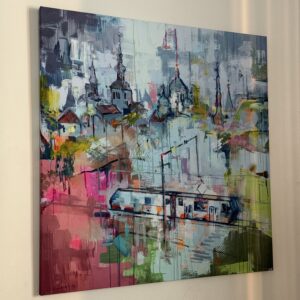 Marita Liivak "Tallinn in Rain" print on canvas 100x100