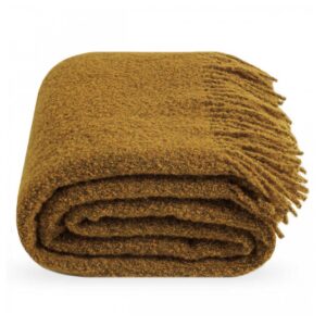 Bouclé wool throw by MATÍ – mustard<br/>