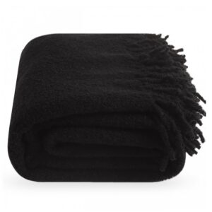 Bouclé wool throw by MATÍ – black