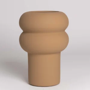 Handmade vase “Ripple" light brown – 24 cm