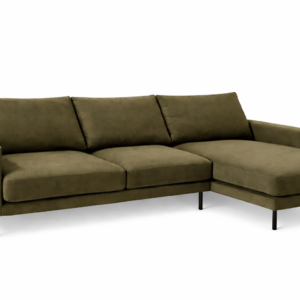 Sophie Sectional Sofa - Velvet 352OLIVE Right-hand corner Black (metal) showroom sample