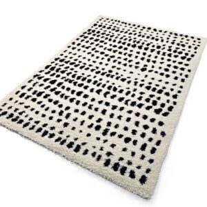 Shag rug Dotty - black and white