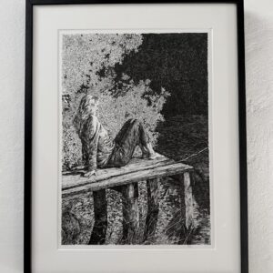 Signed reproduction of Rimo Lausmaa's drawing “Girl and the Rod” A3+