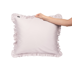 Ruffled Mako Satin Pillowcase, Light Gray
