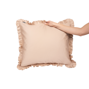 Ruffled Mako Satin Pillowcase, Light Brown
