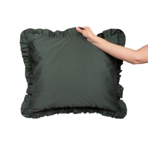 Ruffled Mako Satin Pillowcase, Dark green