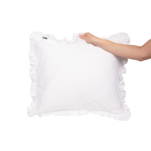 Ruffled Mako Satin Pillowcase, White