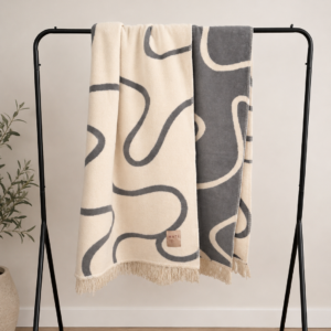 Cotton blend throw Linea by Matí - grey