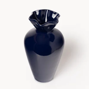 Handcrafted Vase 'Flower L - Glazed Dark Blue'