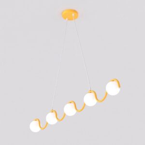 Sinus Pendant Light with Opal Glass Shade - Yellow